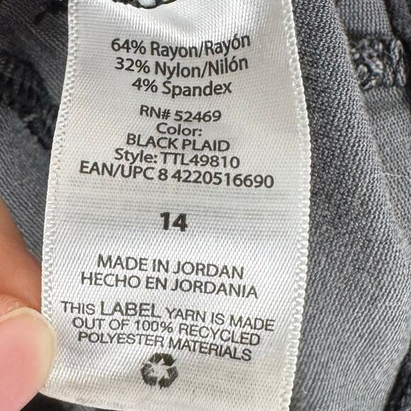 Time And Tru Black & Gray Plaid Stretch Ponte Pants Size 14 - Picture 7 of 8